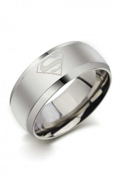 Trendy Unisex Superman Print Titanium Steel Ring