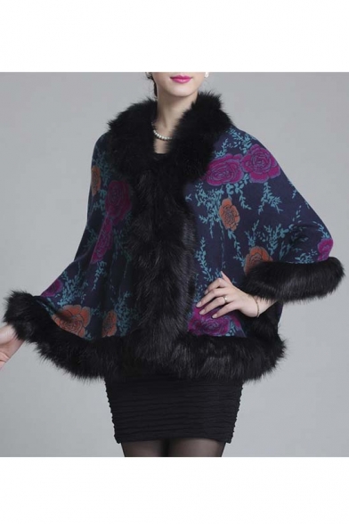 Women Luxury Bridal Faux Fur Shawl Wraps Cloak Coat Sweater Cape