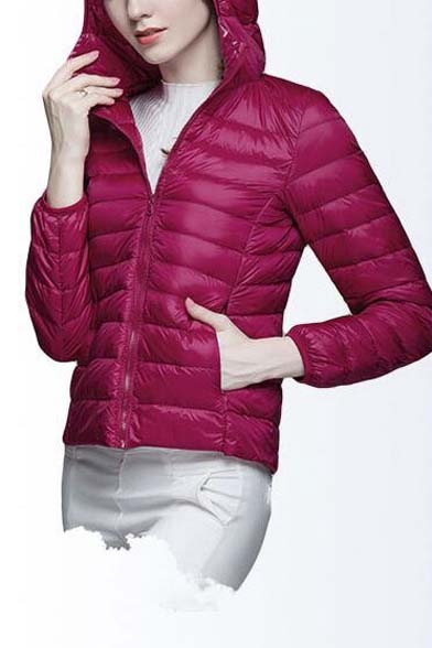Women's Hooded Packable Ultra Light Weight Short Down Jacket
