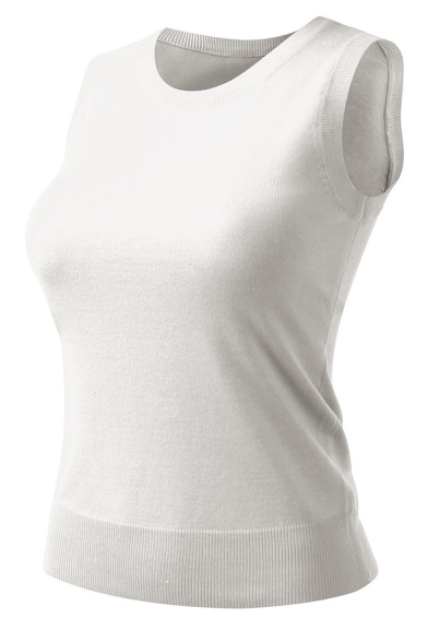 Women Solid Classic Round V-neck Sweater Vest Top