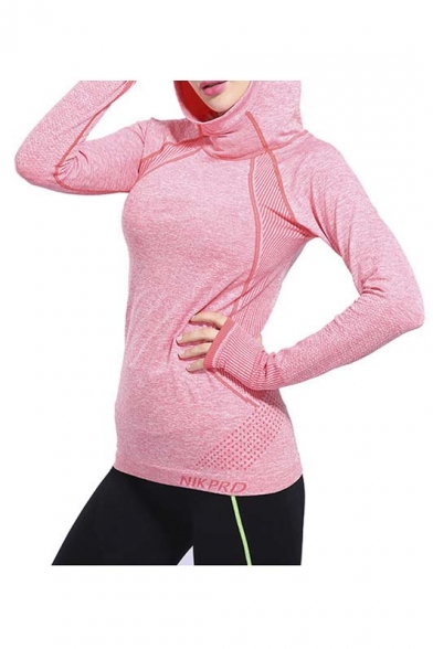 Leisure Hooded Geometric Cutout Long Sleeve Yoga Hoodie