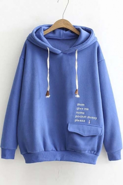 Mom Give Me Some Pocket Money Please Embroidered Hoodie