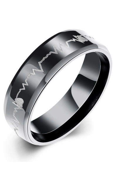 Stylish Electrocardiogram Design Stainless Steel Fashion Ring