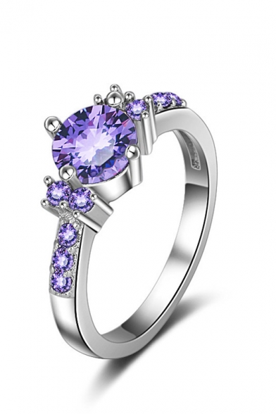 Fashion Noble Purple Zircon Silver Ring