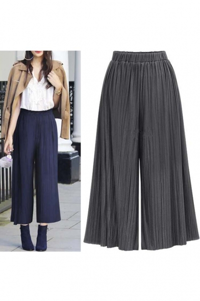 Pleated Wide Leg Casual Pant