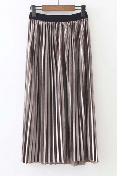 velvet pleated maxi skirt