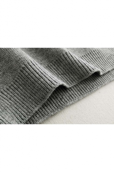 Fashion Color Block Cactus Pocket Round Neck Long Sleeve Sweater