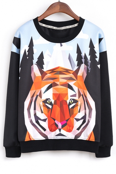 Fashion Geometric Animal 3D Print Pullover Sweatshirt