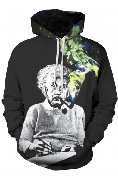 Unisex Popular Einstein Portray 3D Print Hooded Long SLeeve Hoodie