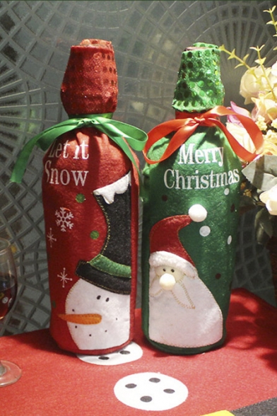 Cute Merry Chrismas Embroidery Santa Claus  Pattern Wine Pocket