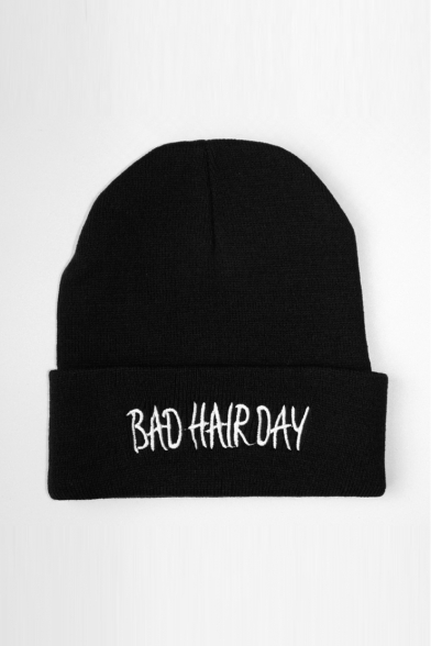 Unisex BAD HAIR DAY Letter Pattern Hiphop Knitted Hat