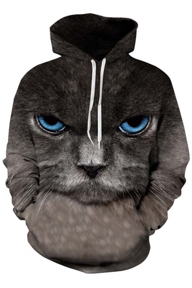 Unisex Hooded Black Cat 3D Print Long SLeeve Hoodie