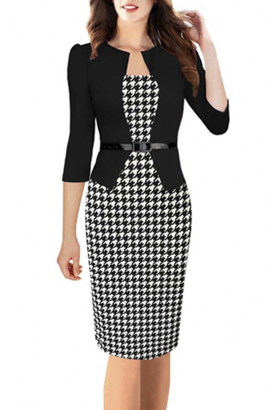 Women's Colorblock Wear to Work Business Party One-piece Dress