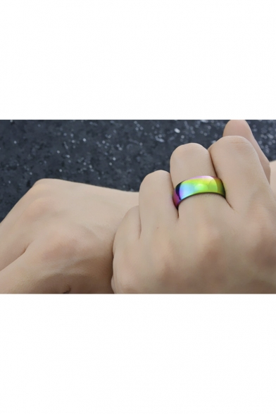 Titanium Steel Colorful Rainbow Design Stylish Ring