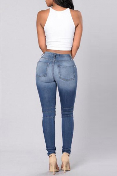 Women Denim Stretch Jeans Skinny Ripped Distressed Pants