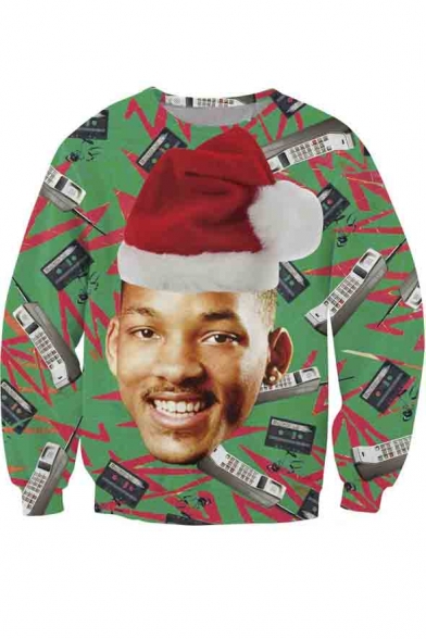 Unisex Funny Print Ugly Christmas Sweater Jumper