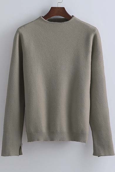 Women's Pullover Mock Neck Long Sleeve Basic Loose Sweater