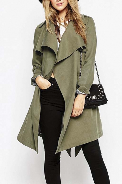 Women Ladies Celb Long Sleeve Wrapped up Draped Belted Coat Cape