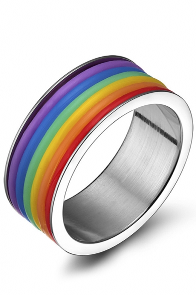 Unisex Rainbow Color Block Ring