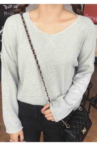 Women's Loose Casual Solid Color Long Sleeve Round Neck Sweater
