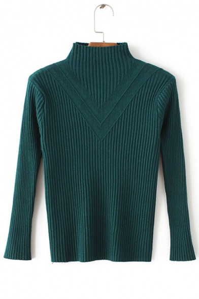 Mock Neck Long Sleeve Women's Geometric Print Pullover Sweater ...