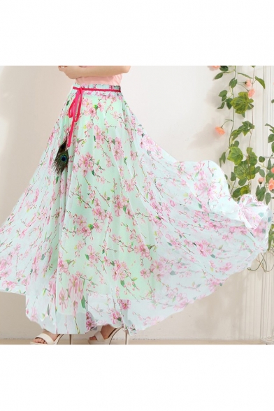 Women Full/ankle Length Blending Maxi Chiffon Long Skirt Beach Skirt