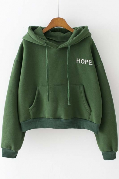 Popular Hooded Letter Embroidery Plain Hoodie with One Kangaroo Pocket