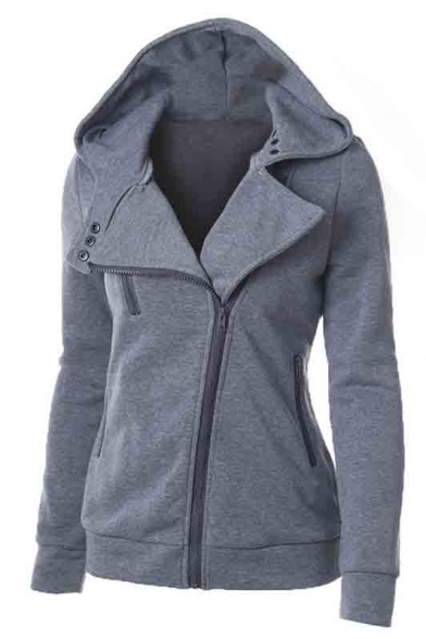 Women's Winter Full Zip Up Fleeces Hooded Sweatshirt Hoodie Jacket
