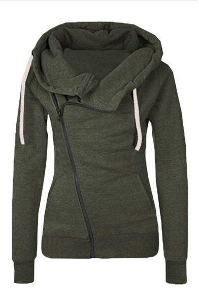Women's Long Sleeve Autumn Zipper Sweatshirt Hoodies Coat