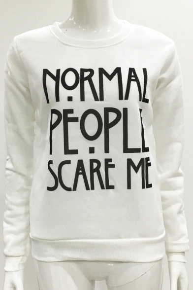 Womens Celebrity Style NORMAL PEOPLE SCARE ME Print Sweatshirt Top