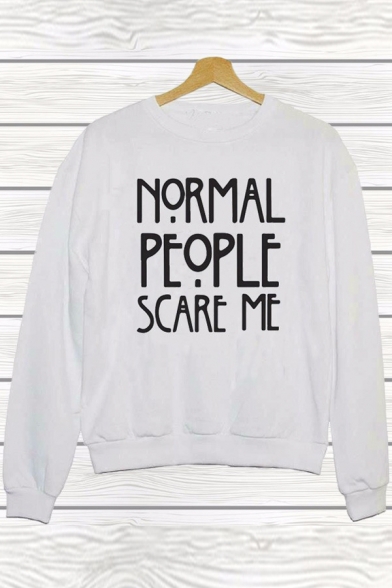 Womens Celebrity Style NORMAL PEOPLE SCARE ME Print Sweatshirt Top