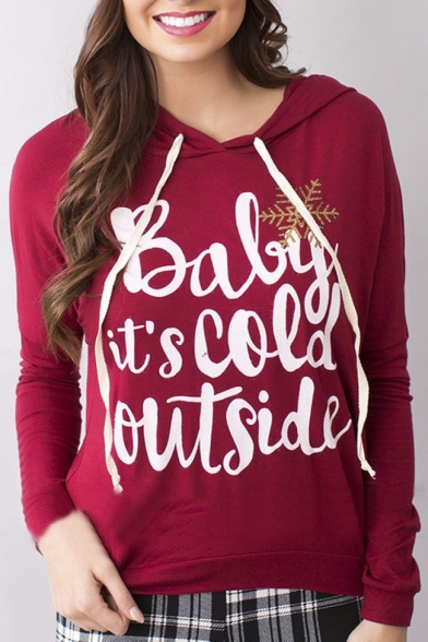 Womens Hoodies Baby It's Cold Outside Printed Pullover