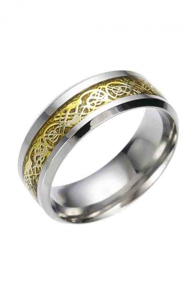 Fashion Dragon Print Stainless Steel Ring