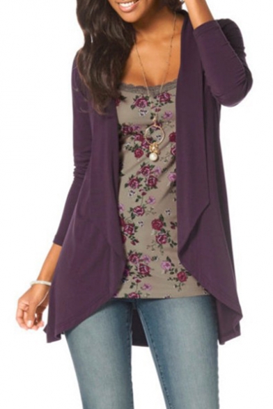 Women's Solid Color Basic Casual Open Front Cardigan
