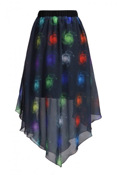 Pleated Chiffon Galaxy Cosmic Digital Printed Skirts