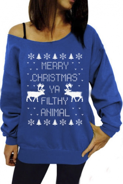 Womens Merry Christmas Ya Filthy Animal Printed Sweatshirts