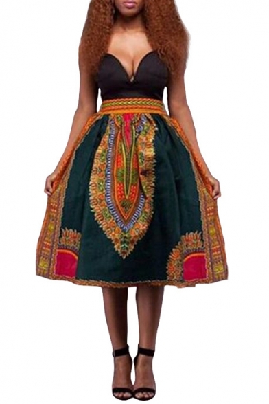 Women's Vintage Tribal Skirt Floral Dashiki