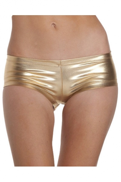 Women's Seamless Polyester Metallic Plus Size Mini Booty Shorts