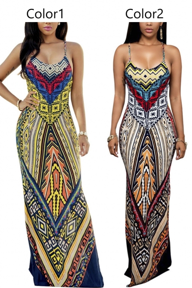 aztec print maxi dress