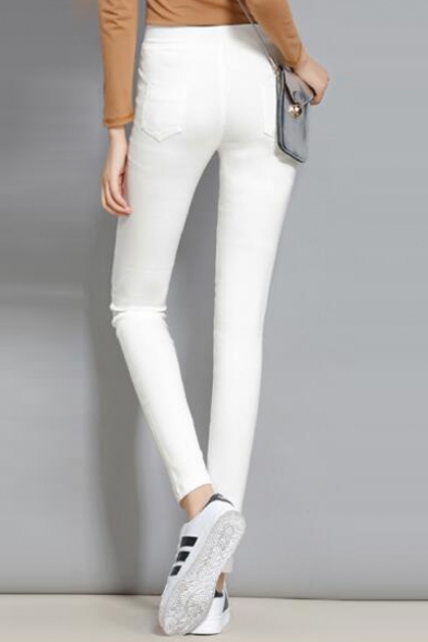 Women's Basic Oversize Casual Zip Side Plain Skinny Pants