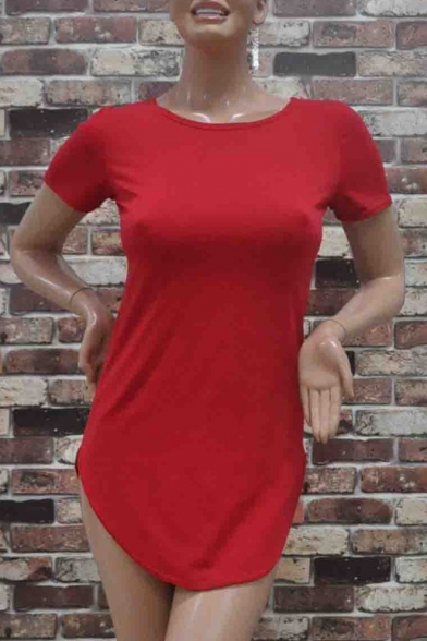 Women's Side Slit Casual Beach Mini T Shirt Dress