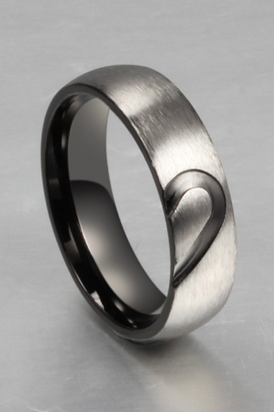 Couple Half Heart Cutout Pattern titanium Steel Ring