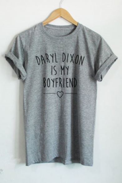 DARYL DIXON IS MY Letter Printed Short Sleeve Round Neck Tee