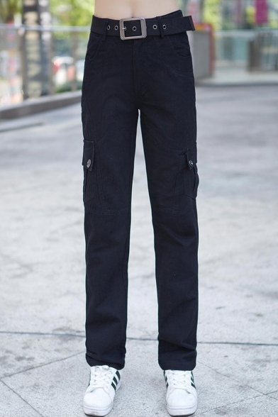 New Stylish Plain Outdoor Straight Pants with Two Pocket in Knees