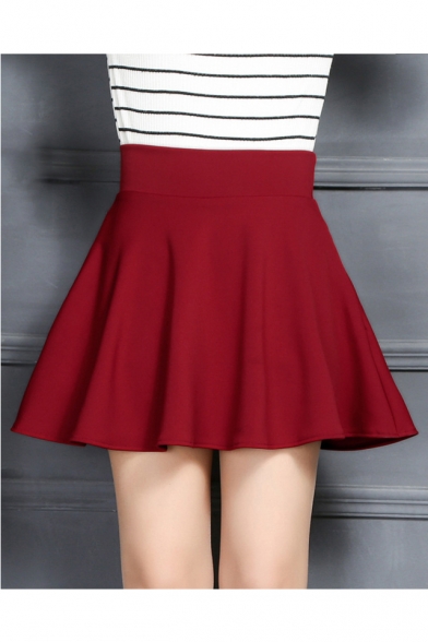 plain red skater skirt