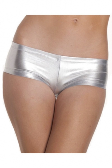 Women's Seamless Polyester Metallic Plus Size Mini Booty Shorts