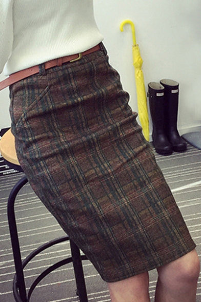 classic plaid pencil skirt