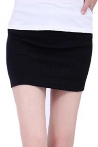 Women's Candy Color Plain Mini Bodycon Skirt
