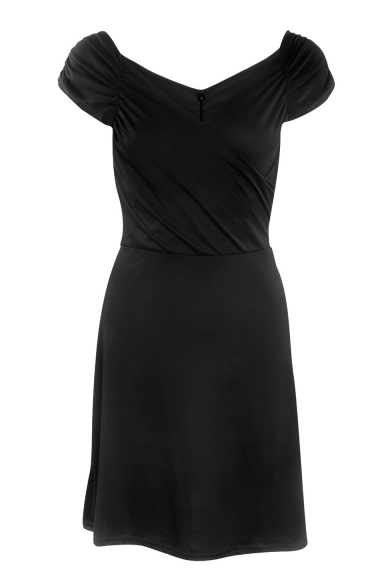Women's Fashion V-Neck Plain Wrap Front  Midi Dress