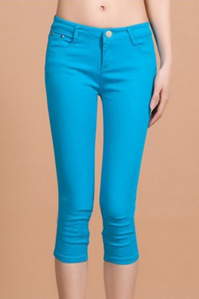 Colorful Soft Stretch Skinny Jean Capri Pants